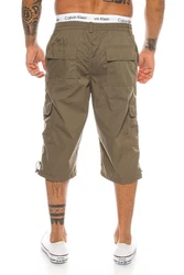 BENK Cargoshorts Freemen Bermuda Cargo Capri Kurze Hose Vintage Short Casual Khaki/Dunkelgrün