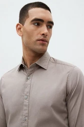 Next Langarmhemd Slim Fit Hemd Khaki/Beige/Braun/Grau
