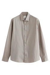 Next Langarmhemd Slim Fit Hemd Khaki/Beige/Braun/Grau