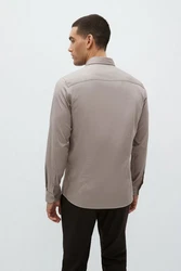 Next Langarmhemd Slim Fit Hemd Khaki/Beige/Braun/Grau