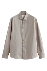 Next Langarmhemd Slim Fit Hemd Khaki/Beige/Braun/Grau
