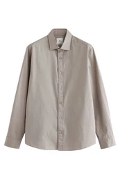 Langarmhemd Slim Fit Hemd aus strukturierter Baumwolle (1-tlg)