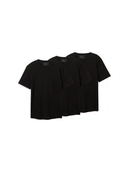 TOM TAILOR Denim T-Shirt (3er-Pack) Schwarz