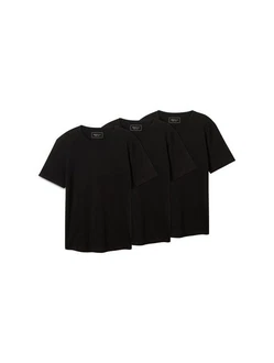 TOM TAILOR Denim T-Shirt (3er-Pack) Schwarz