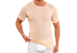 HERMKO Unterziehshirt 16800 Herren kurzarm Unterhemd Weiß/Beige/Khaki