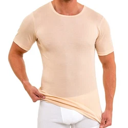 HERMKO Unterziehshirt 16800 Herren kurzarm Unterhemd Weiß/Beige/Khaki
