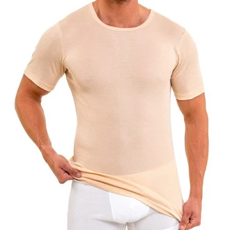 HERMKO Unterziehshirt 16800 Herren kurzarm Unterhemd Weiß/Beige/Khaki