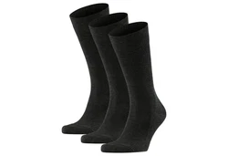 FALKE Kurzsocken Herren Family SO (3er Pack) Schwarz/Dunkelgrau/Grau