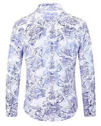 Allthemen Langarmhemd Herren Jacquard Freizeithemd Fliederfarben/Hellblau/Blau/Lila/Dunkelblau/Weiß
