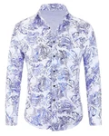 Allthemen Langarmhemd Herren Jacquard Freizeithemd Fliederfarben/Hellblau/Blau/Lila/Dunkelblau/Weiß