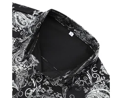 Allthemen Langarmhemd Herren Jacquard Freizeithemd Schwarz/Grau