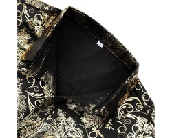 Allthemen Langarmhemd Herren Jacquard Freizeithemd Dunkelgrün/Beige/Blau/Braun/Gelb