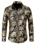Allthemen Langarmhemd Herren Jacquard Freizeithemd Dunkelgrün/Beige/Blau/Braun/Gelb