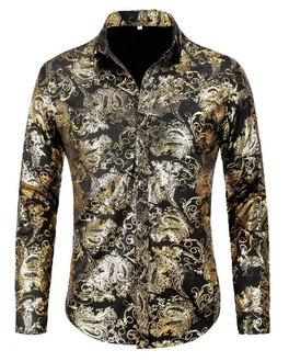 Allthemen Langarmhemd Herren Jacquard Freizeithemd Dunkelgrün/Beige/Blau/Braun/Gelb