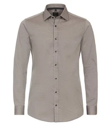 VENTI Businesshemd Body Stretch Kentkragen Grau/Braun/Khaki/Beige