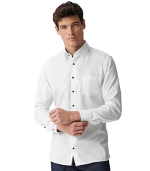 CASAMODA Langarmhemd Kent Comfort Fit Weiß/Creme/Dunkelblau