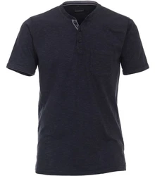 CASAMODA T-Shirt Henley SNOS T-Shirt uni Dunkelblau/Dunkelgrau