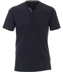 CASAMODA T-Shirt Henley SNOS T-Shirt uni Dunkelblau/Dunkelgrau