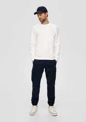 s.Oliver Stoffhose Phoenix Cargohose Weiß/Creme/Dunkelblau