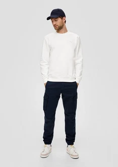 s.Oliver Stoffhose Phoenix Cargohose Weiß/Creme/Dunkelblau