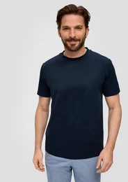 Kurzarmshirt Jerseyshirt im Slim Fit aus merzerisierter Baumwolle Blende
