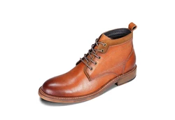 YFFUSHI Schnürstiefelette Herren aus echtem Leder Braun/Beige/Orange