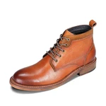 YFFUSHI Schnürstiefelette Herren aus echtem Leder Braun/Beige/Orange