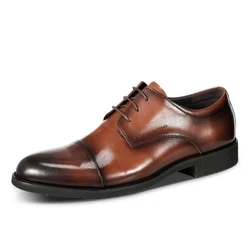 YFFUSHI Schnürschuh Herren Anzugschuhe aus echtem Rindsleder Braun/Orange/Beige