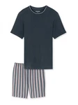 Schiesser Pyjama Rundhals mit Webhose Selected Premium Dunkelblau/Grau/Blau/Dunkelgrau