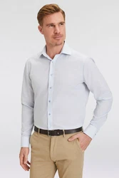 OLYMP Langarmhemd Luxor modern fit Grau/Blau/Hellblau