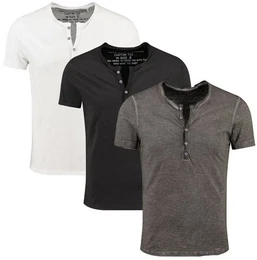 Henleyshirt Lemonade vintage Look uni Basic MT00122 mit Knopfleiste unifarben kurzarm slim fit