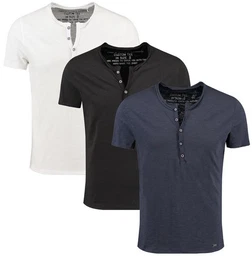 Henleyshirt Lemonade vintage Look uni Basic MT00122 mit Knopfleiste unifarben kurzarm slim fit