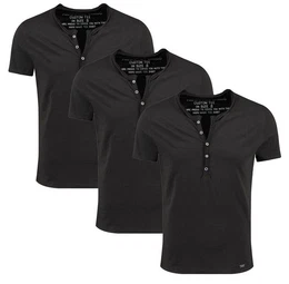 Henleyshirt Lemonade vintage Look uni Basic MT00122 mit Knopfleiste unifarben kurzarm slim fit