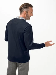 Witt Langarm-Poloshirt Dunkelblau/Grau/Blau