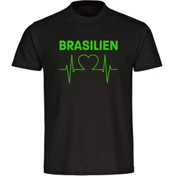 multifanshop T-Shirt Herren Brasilien Herzschlag Grün/Dunkelgrün