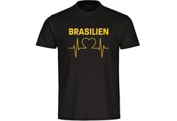 multifanshop T-Shirt Herren Brasilien Herzschlag Gold/Lila/Dunkelgrau