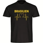 multifanshop T-Shirt Herren Brasilien Herzschlag Gold/Lila/Dunkelgrau