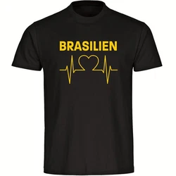 multifanshop T-Shirt Herren Brasilien Herzschlag Gold/Lila/Dunkelgrau