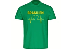 multifanshop T-Shirt Herren Brasilien Herzschlag Grün/Gelb/Türkis
