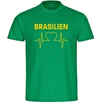 multifanshop T-Shirt Herren Brasilien Herzschlag Grün/Gelb/Türkis