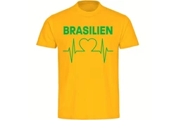 multifanshop T-Shirt Herren Brasilien Herzschlag Gelb/Grün/Neonfarben/Gold