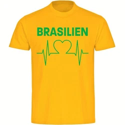 multifanshop T-Shirt Herren Brasilien Herzschlag Gelb/Grün/Neonfarben/Gold