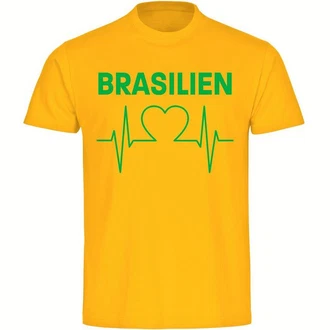 multifanshop T-Shirt Herren Brasilien Herzschlag Gelb/Grün/Neonfarben/Gold multifanshop T-Shirt Herren Brasilien Herzschlag Gelb/Grün/Neonfarben/Gold