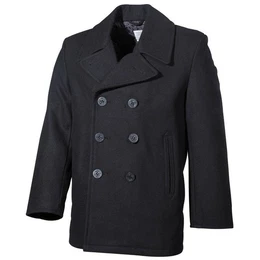 Outdoorjacke US Pea Coat, schwarz, mit schwarzen Knpfen