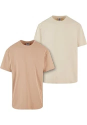 URBAN CLASSICS T-Shirt Heavy Oversized Tee 2-Pack Beige/Khaki/Braun