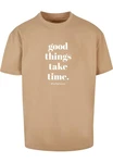Merchcode T-Shirt Good Things Take Time Heavy Oversize Tee (1-tlg) Khaki/Braun/Beige/Grau