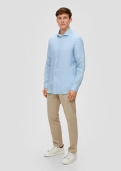 s.Oliver Black Label Langarmhemd Tailored Fit Hemd aus Leinen Schwarz