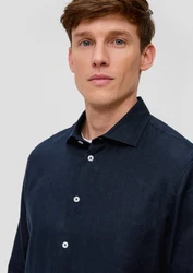 s.Oliver Black Label Langarmhemd Tailored Fit Hemd aus Leinen schwarz