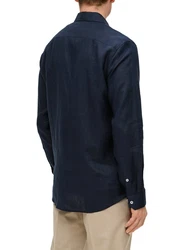 s.Oliver Black Label Langarmhemd Tailored Fit Hemd aus Leinen schwarz
