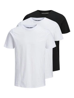 JACK & JONES T-Shirt JJEORGANIC BASIC TEE SS O-NE 3PK MP NOOS Weiß/Schwarz/Dunkelblau/Creme/Dunkelgrau
